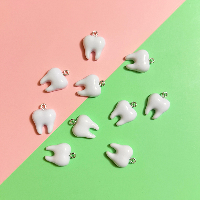Resin Art Supplies Near Me - 10pcs Cute White Teeth Resin Pendant