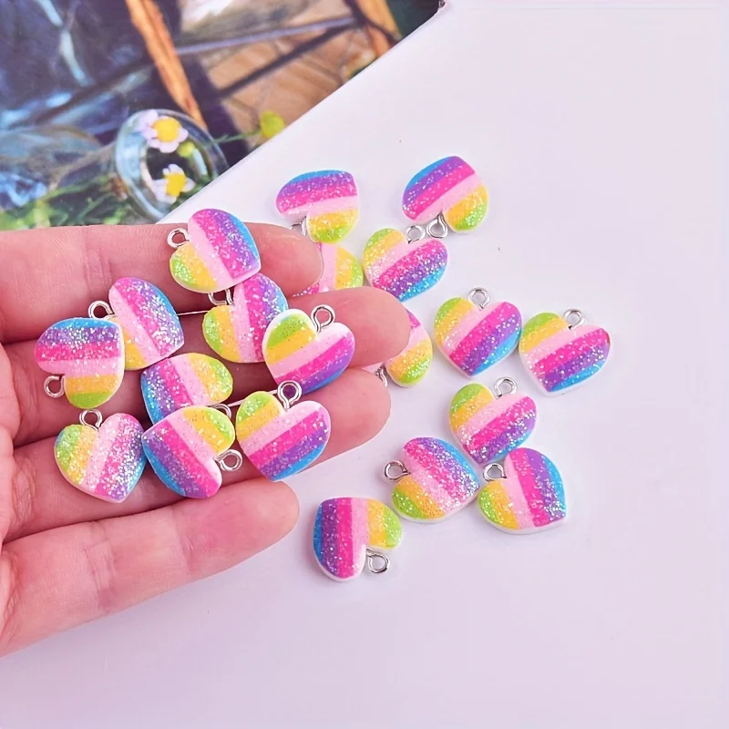 Resin Art Supplies Near Me - 10Pcs Colorful Heart Resin Charms Cute