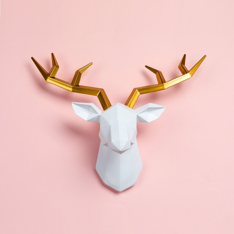Resin Art Sculptures - 1PC Deer Head Sculpture Animal Statue