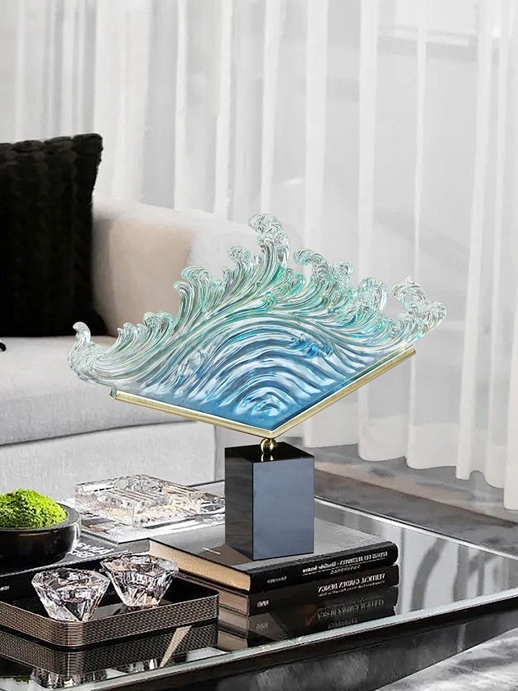 Resin Art For Wedding Gift - Transparent Gradient Ocean Wave Resin Sculpture