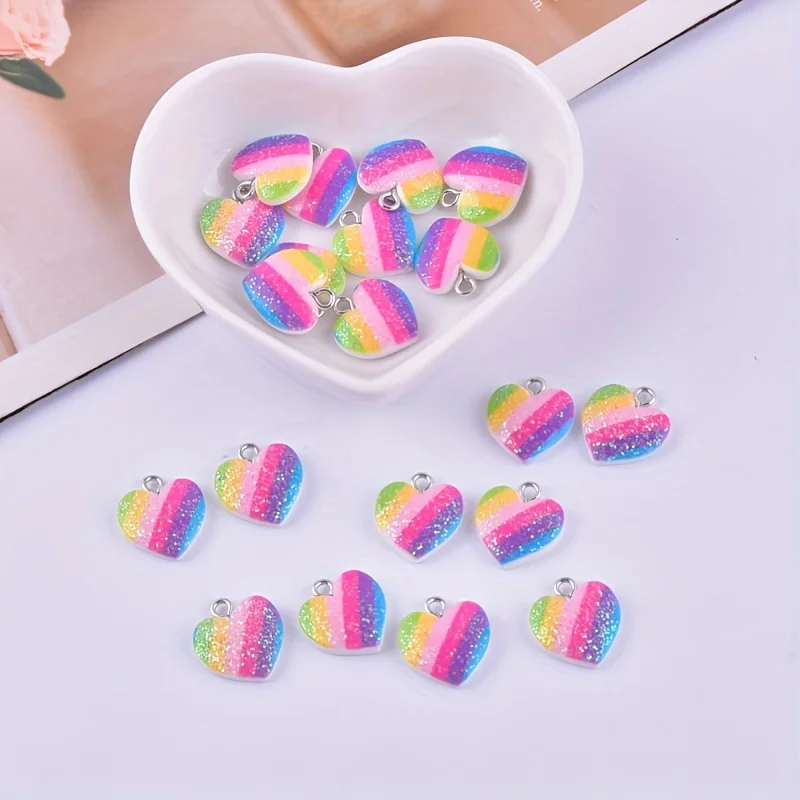 10Pcs Colorful Heart Resin Cha - đánh giá và giá Resin Art Supplies Near Me
