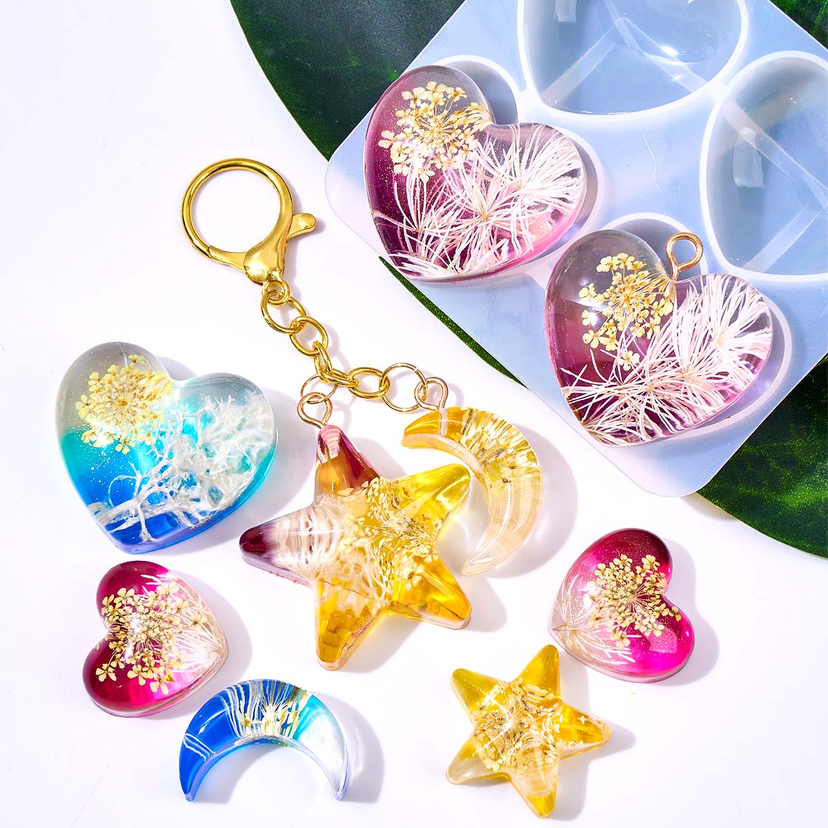 Heart Star Moon Pendant Silico - đánh giá và giá Resin Art Epoxy
