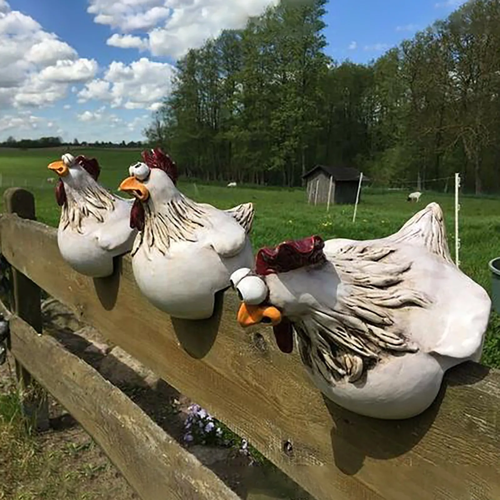Funny Chicken Fence Decor Stat - đánh giá và giá Resin Art Sculptures