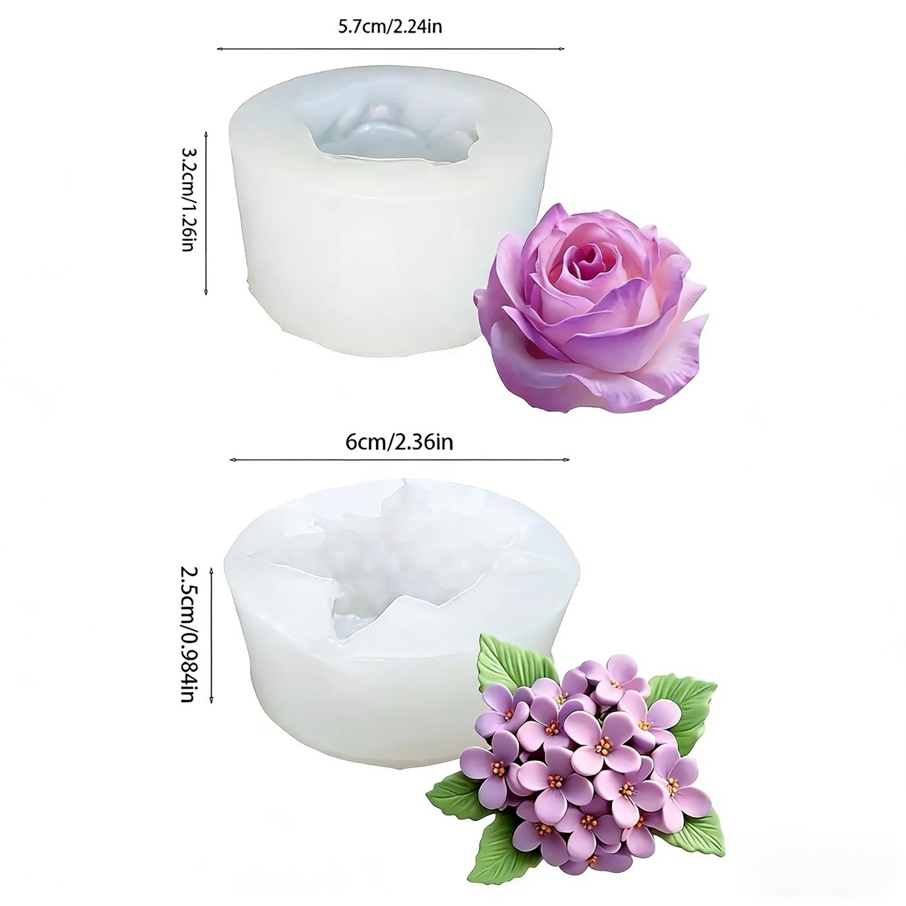 2-Piece 3D Rose and Lilac Sili - đánh giá và giá Resin Art For Wedding Gift