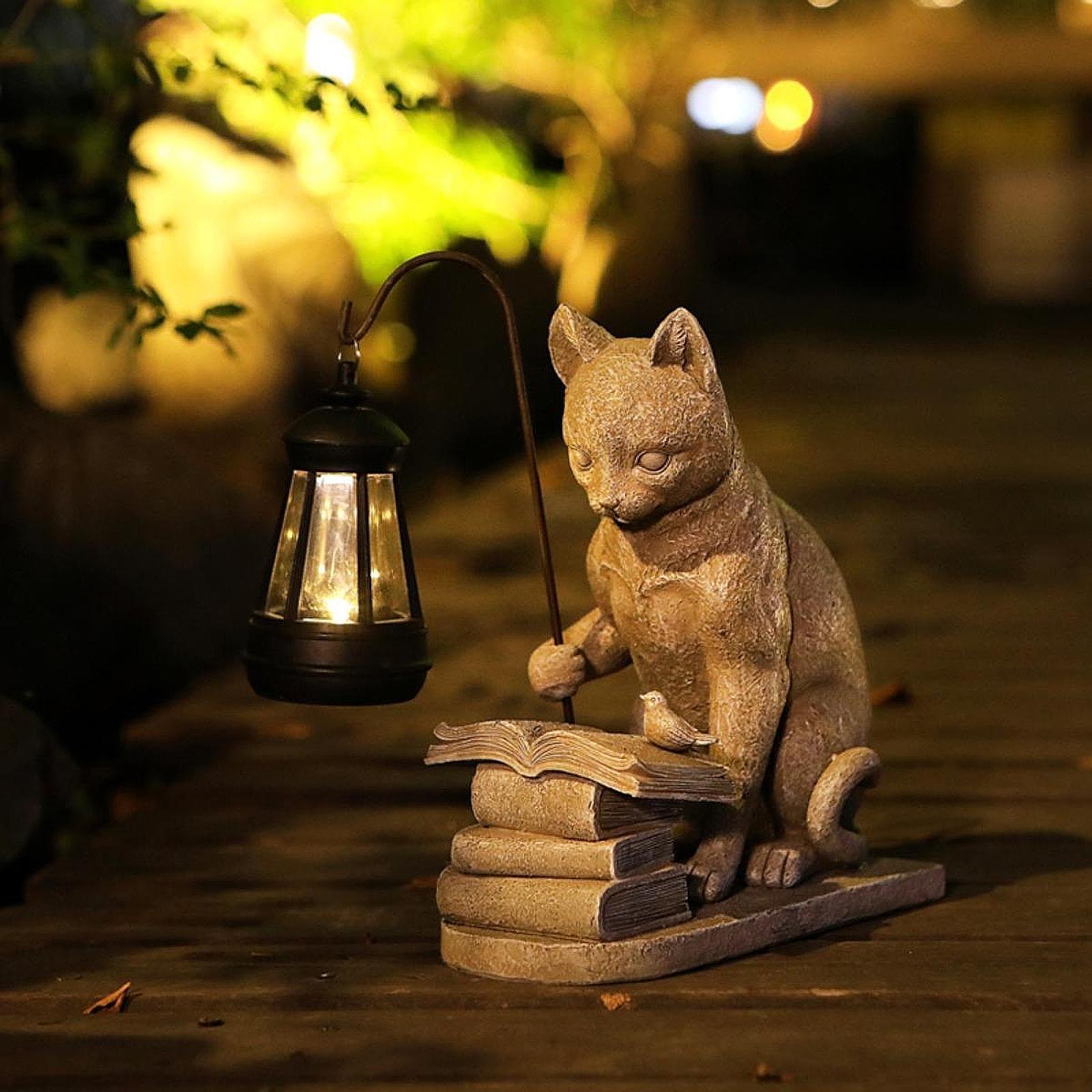 Cat Solar Garden Mini Statue S - đánh giá và giá Resin Art Sculptures